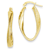 14kt Yellow Gold 1in Oval Laser-cut Hoop Earrings