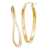14kt Yellow Gold Oval Textured Twist Hoop Earrings 2in