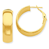 14kt Yellow Gold 1in Italian Round Hoop Omega Earrings 7.75mm
