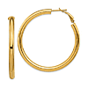 14k Yellow Gold 1.75in Round Hoop Earrings Omega Backs 4mm