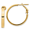 14k Yellow Gold Square Edge Round Hoop Earrings 1in