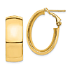 14k Yellow Gold 1in Oval Hoop Earrings With Omega Backs 10mm