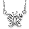 10k White Gold Tiny .07 ct tw Diamond Butterfly Necklace