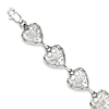 Sterling Silver Fancy Heart Bracelet with Scroll Design 7in