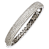 Sterling Silver Rhodium Plated with CZ Paveé Hinged Bangle