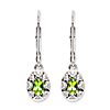Sterling Silver 0.54 ct Oval Peridot Earrings with Diamonds