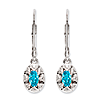 Sterling Silver 0.6 ct Blue Topaz Leverback Earrings With Diamonds
