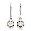 Sterling Silver Diamond and Pearl Leverback Earrings