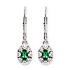Sterling Silver 1/2 ct tw Created Emerald Earrings with Diamonds