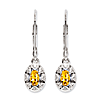 Sterling Silver 0.4 ct Citrine and Diamond Leverback Earrings