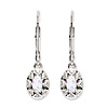 Sterling Silver Diamond and Created Opal Earrings