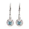 Sterling Silver 0.5 ct Aquamarine Leverback Earrings with Diamonds