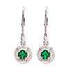 Sterling Silver 0.6 ct Created Emerald and Diamond Leverback Earrings