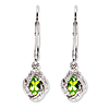 0.54 ct Sterling Silver Diamond and Peridot Earrings