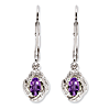 0.6 ct Sterling Silver Diamond and Amethyst Earrings