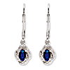 Sterling Silver Diamond and Created Sapphire Earrings