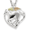 Sterling Silver and 12kt Gold Horse In Heart 18in Necklace