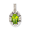Sterling Silver 0.85 ct Oval Peridot Pendant with Diamonds