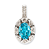 Sterling Silver 1 ct Blue Topaz Diamond Halo Pendant