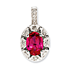 Sterling Silver Diamond and Created Ruby Pendant