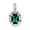Sterling Silver Diamond and Created Emerald Pendant