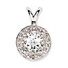 Sterling Silver 1 ct White Topaz Halo Pendant with Diamonds