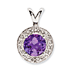0.75 ct Sterling Silver Diamond and Amethyst Pendant