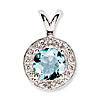 0.75 ct Sterling Silver Diamond and Aquamarine Pendant