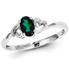 Sterling Silver .40 ct Created Emerald Ring with Heart Accents