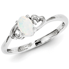 Sterling Silver Created Opal Ring with Heart Accents