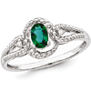 Sterling Silver .40 ct Created Emerald Ring with Beaded Finish