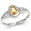 Sterling Silver Oval Citrine and Diamond Ring