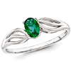 Sterling Silver 2/5 ct Created Emerald Ring with Cut Out Shank
