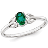 Sterling Silver .40 ct Created Emerald Ring with Hearts