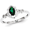 Sterling Silver Fancy .40 ct Created Emerald Ring with Diamonds