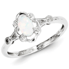 Sterling Silver Fancy Created Opal Ring with Diamond Accents