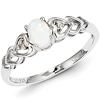 Sterling Silver Created Opal Ring with Hearts and Diamond Accents
