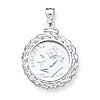 Sterling Silver Rope Dime Coin Bezel Pendant