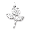 Sterling Silver Rose Pendant with Leaves