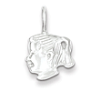 Girl Head Charm - Sterling Silver