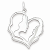Sterling Silver 1 1/8in Mother and Baby Pendant