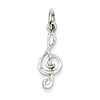 7/8in Treble Clef Charm - Sterling Silver