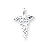Sterling Silver 3/4in Antiqued Caduceus Charm