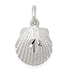 Sterling Silver 7/16in Diamond-cut Shell Charm