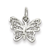 Sterling Silver 1/2in Diamond-cut Butterfly Charm