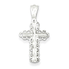 Sterling Silver 3/4in Diamond-cut Filigree Cross Pendant