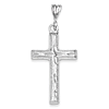 Sterling Silver 1in Diamond-cut Cross Pendant with Satin Finish