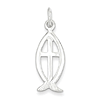 13/16in Ichthus with Cross Charm - Sterling Silver