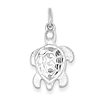 Sterling Silver 3/4in Diamond-cut Turtle Charm