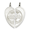 Sterling Silver 15/16in 2-Piece Mizpah Heart Charm